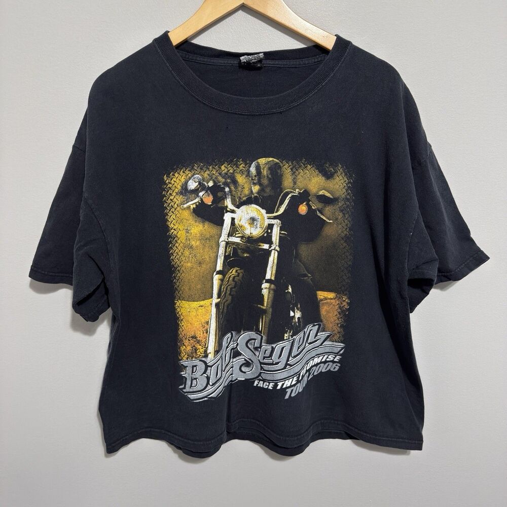 Bob Seger Shirt Mens XL Black Face The Promise Tour Band Graphic Tee Boxy Fit